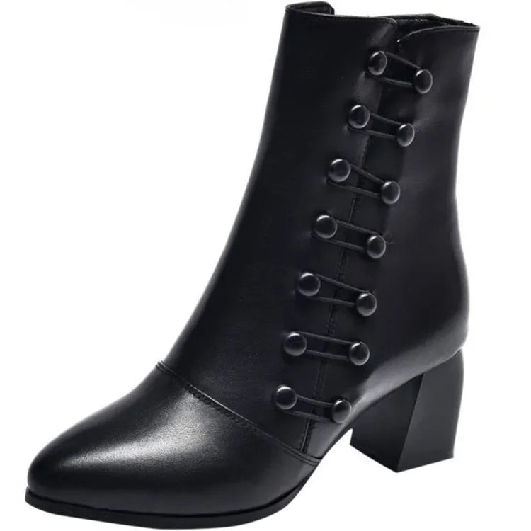š„Last Day 50% OFF - Women Warm Side Button Orthotic-Comfort Leather Ankle Boots