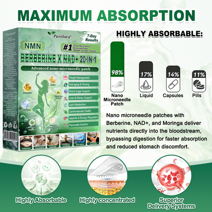 𝐏𝐮𝐫𝐞𝐥𝐨𝐫𝐚® 𝐍𝐌𝐍 𝐁𝐄𝐑𝐁𝐄𝐑𝐈𝐍𝐄 𝐱 𝐍𝐀𝐃 𝟐𝟎-𝐢𝐧-𝟏 𝐀𝐝𝐯𝐚𝐧𝐜𝐞𝐝 𝐍𝐚𝐧𝐨 𝐌𝐢𝐜𝐫𝐨𝐧𝐞𝐞𝐝𝐥𝐞 𝐏𝐚𝐭𝐜𝐡  (Just once daily, visible changes in 7 days) ✅ Supports weight management, loose skin, diabetes care, sleep apnea, joint comfort, and more
