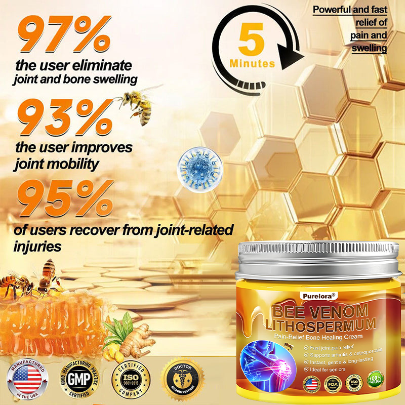 🐝Purelora® Bee Venom & Lithospermum Comfort Cream When Walking, Standing or Sleeping Hurts — Daily Pain Relief & Bone Comfort for Older Adults