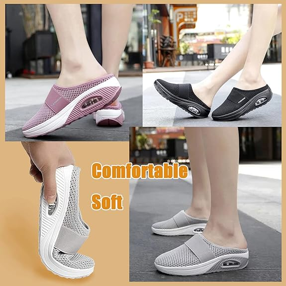 🔥80% OFF-Diabetic Air-Cushion Slip-On Walking Shoes, Orthopedic Diabetic Slippers, with Arch-Support for Women