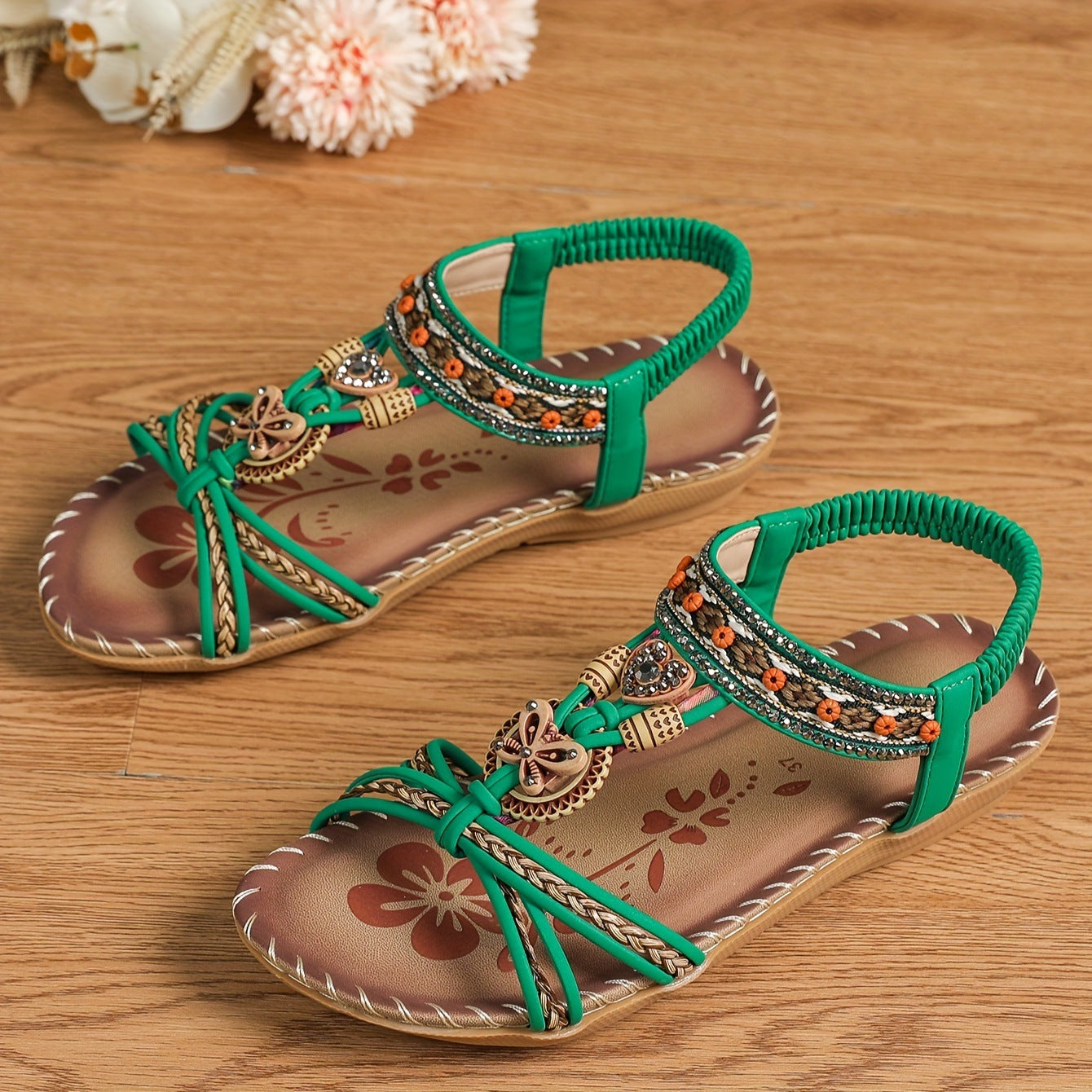 💝 Summer Sale ⭐ Women's Fashion Bohemian Open-Toe Rhinestone Sandals