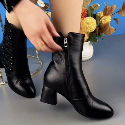 🔥Last Day 50% OFF - Women Warm Side Button Orthotic-Comfort Leather Ankle Boots
