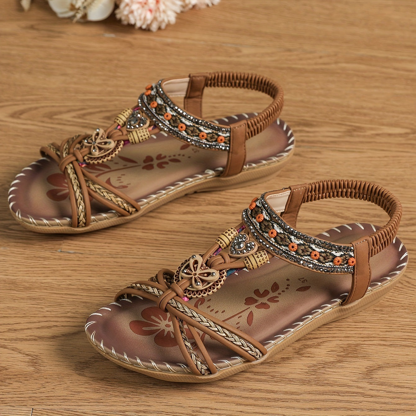 💝 Summer Sale ⭐ Women's Fashion Bohemian Open-Toe Rhinestone Sandals